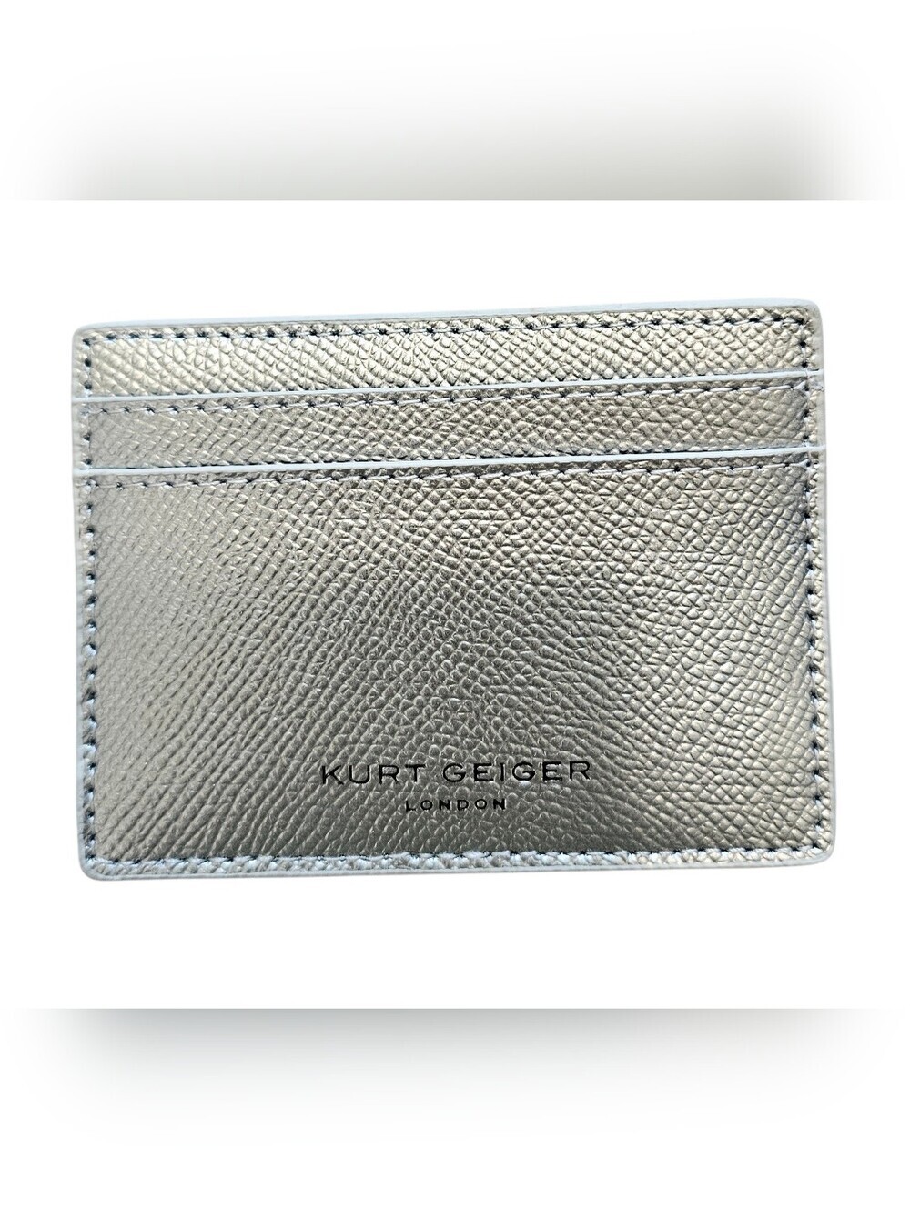 Kurt Geiger Metallic Pewter Richmond Card Holder, New